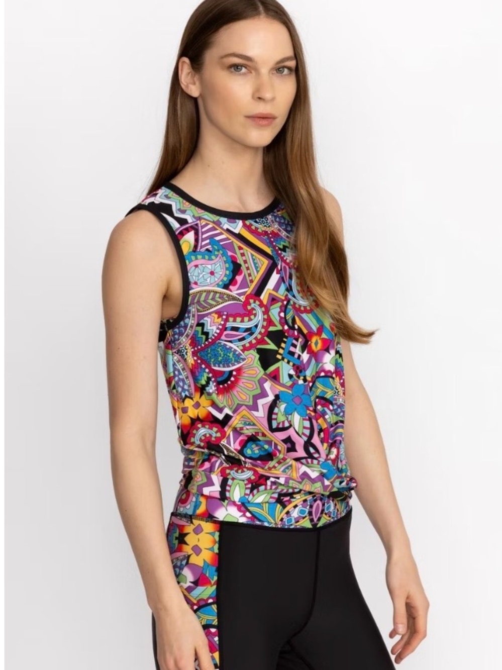 Johnny Was Multicolor Paisley & Geometric Print Tank